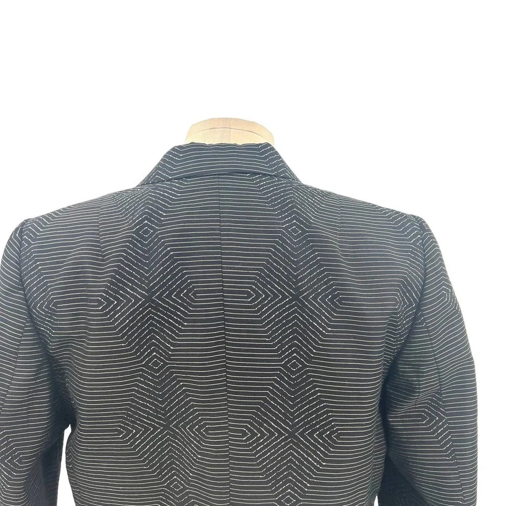 Dries Van Noten Black Geometric Print Woven Blazer Jacket Size 38 US 6 - Picture 9 of 12